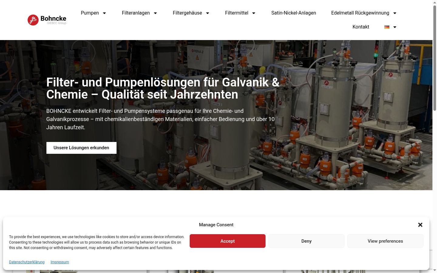 Screenshot des Einwilligungsbanners vor jeglicher Interaktion