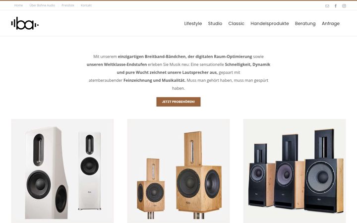 Skærmbillede af bohne-audio.com