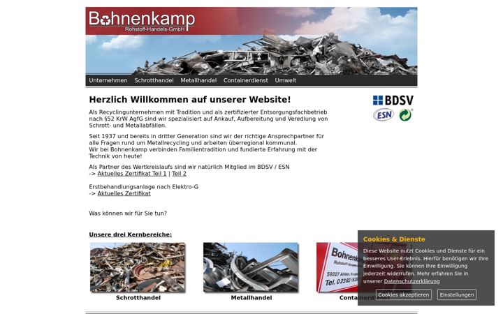 Screenshot of bohnenkamp-rohstoffe.de