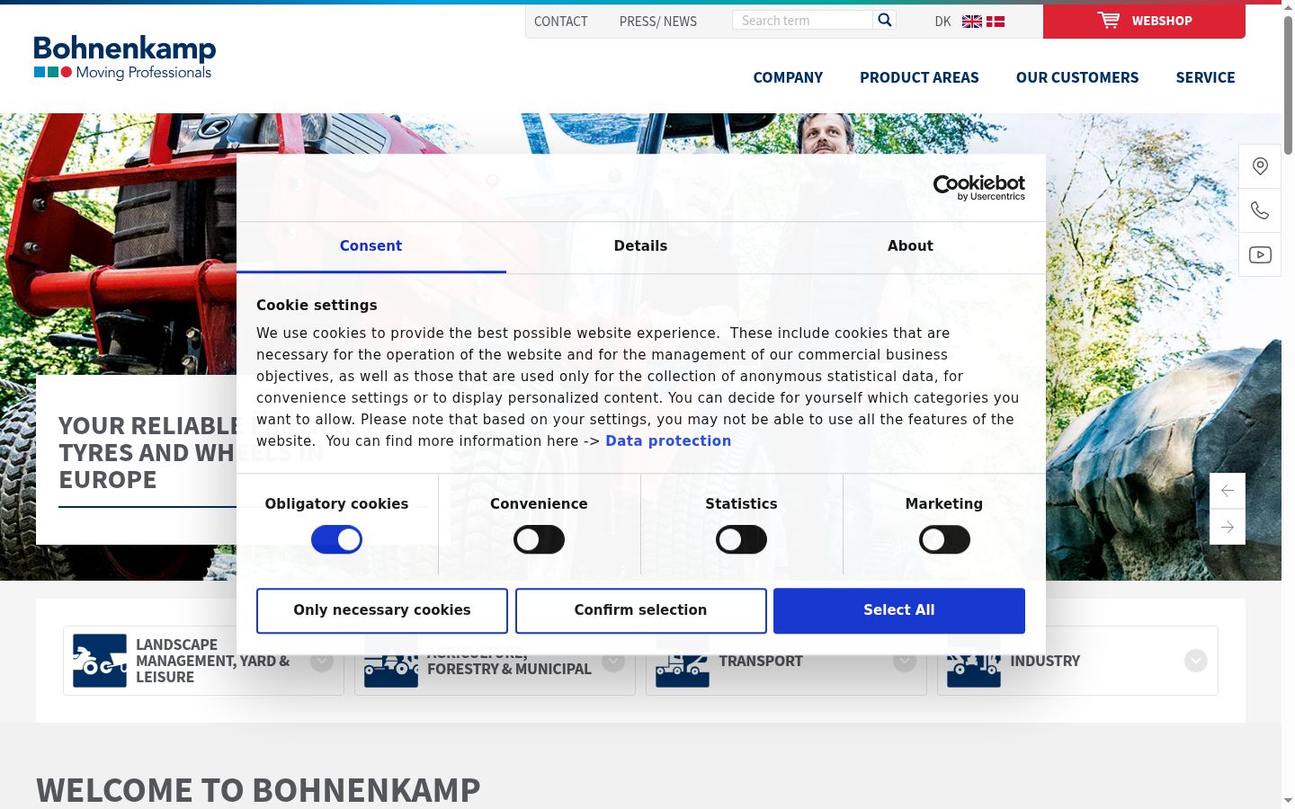 Screenshot des Einwilligungsbanners vor jeglicher Interaktion