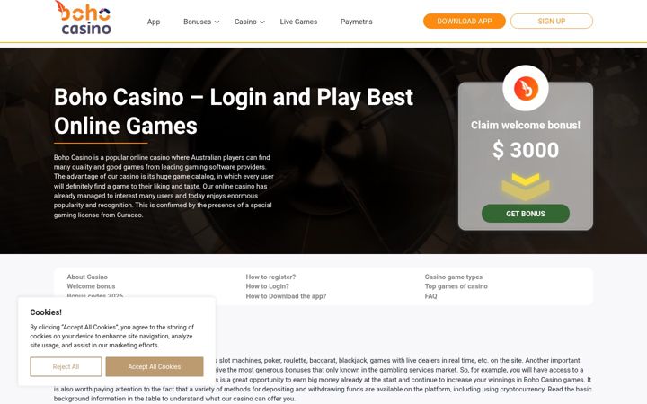 Screenshot of boho.casino