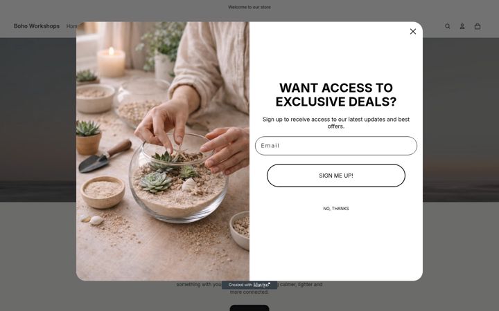 Screenshot of bohoworkshops.com