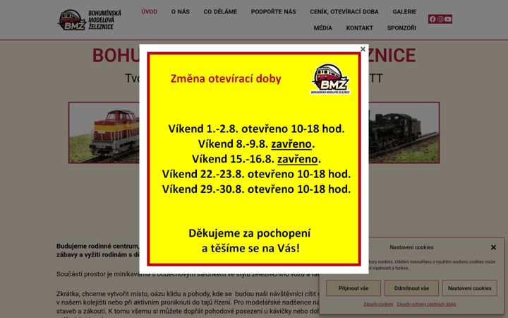 Zrzut ekranu bohuminskamodelovazeleznice.cz
