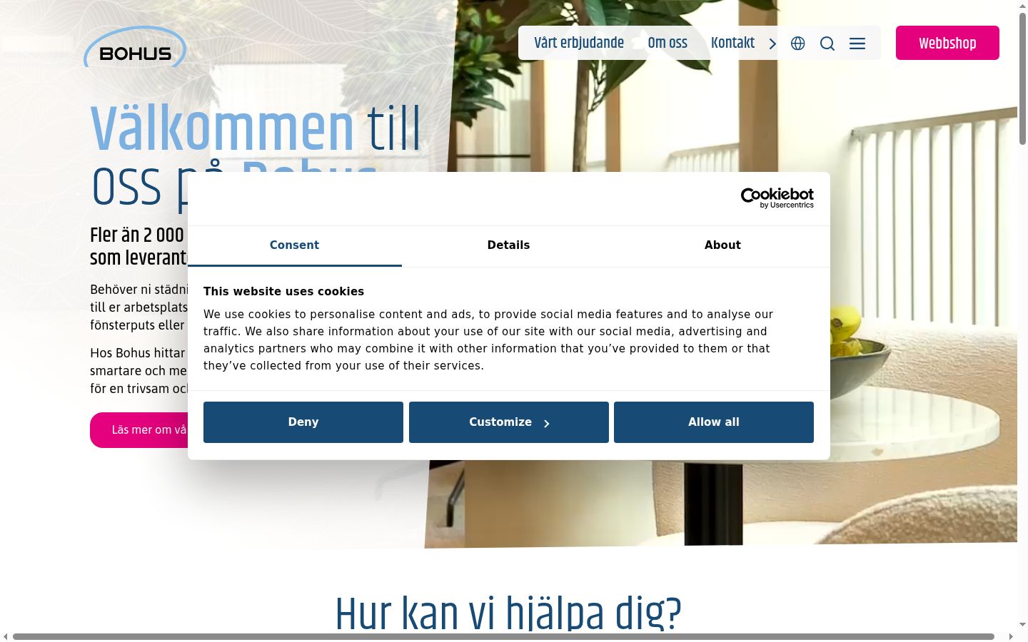 Skærmbillede af samtykkebanneret, som det blev vist før nogen interaktion