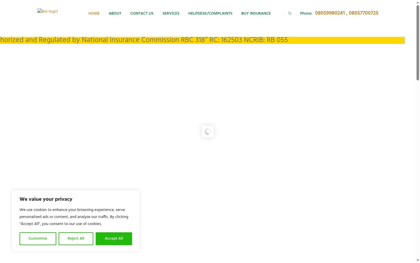 Screenshot del banner di consenso mostrato prima di qualsiasi interazione