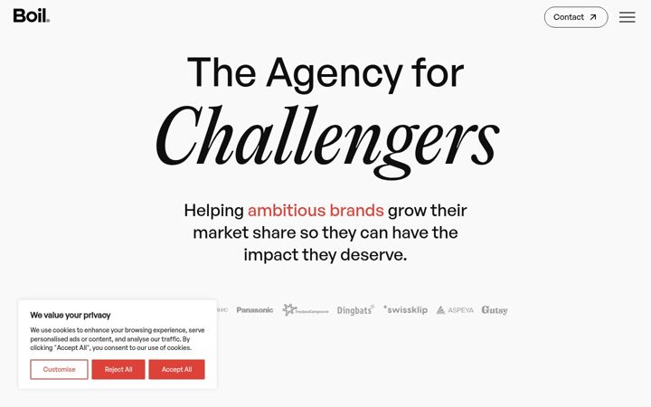 Screenshot of boil.agency