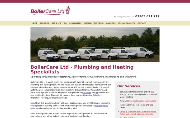 Screenshot of boilercare.biz