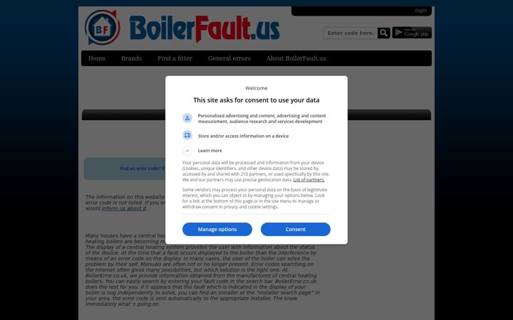 Screenshot of boilerfault.us