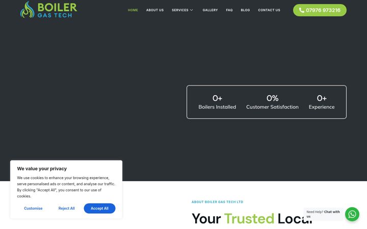 Screenshot ta' boilergastech.co.uk