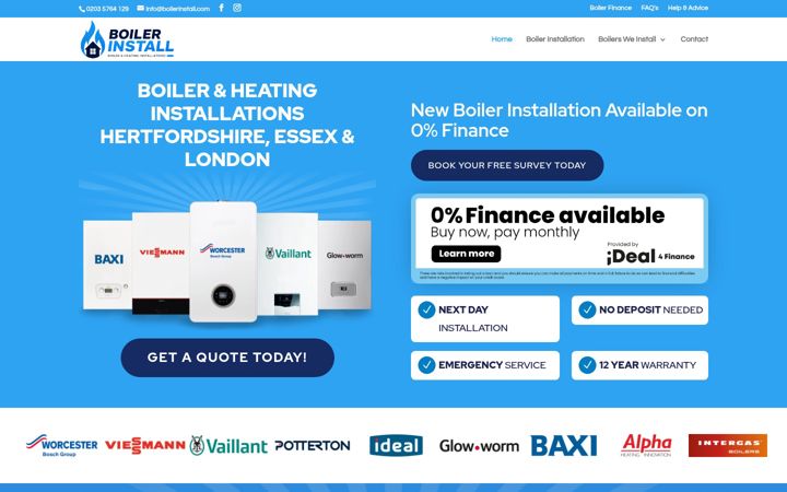 Screenshot of boilerinstall.com