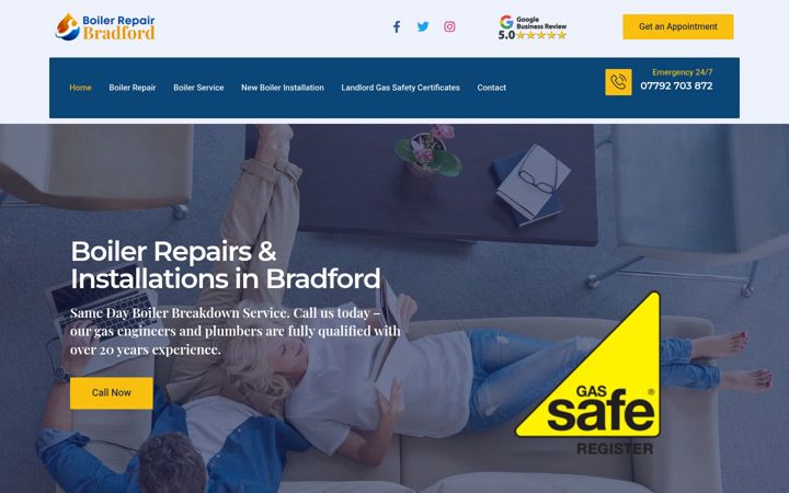 Screenshot του boilerrepairbradford.co.uk