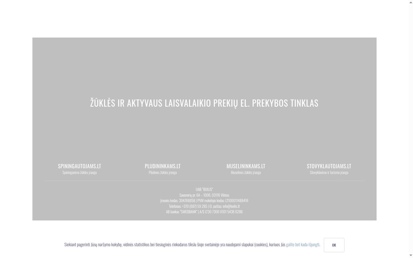Ekrānuzņēmums ar piekrišanas baneri, kas tika rādīts pirms jebkādas mijiedarbības