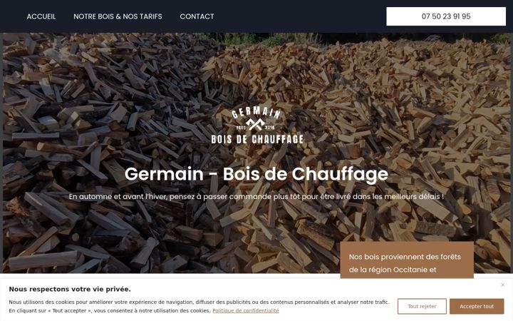 Екранна снимка на bois-de-chauffage-pezenas.fr