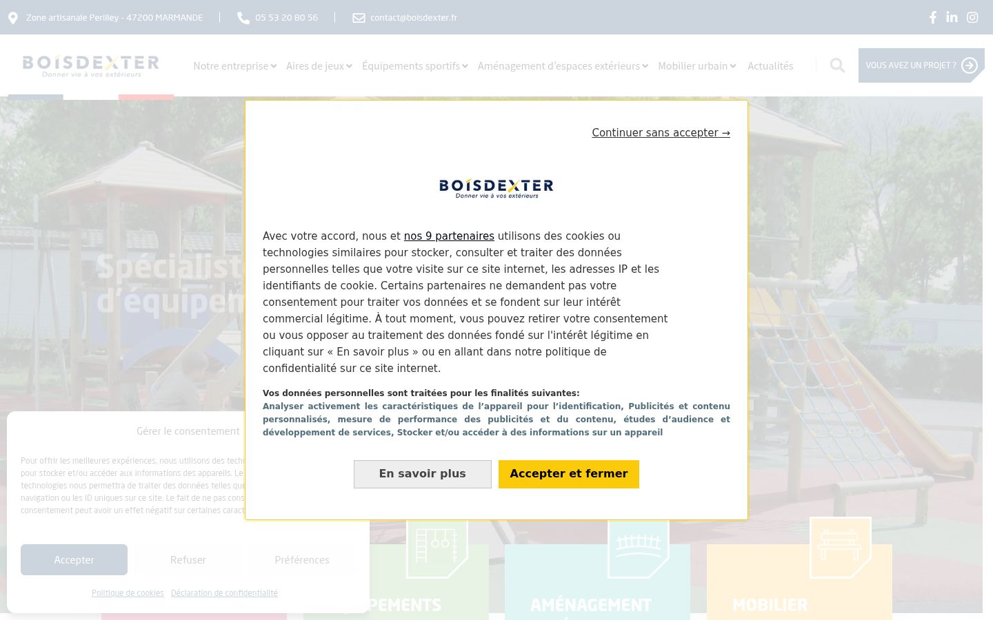 Screenshot of the consent banner shown before any interaction