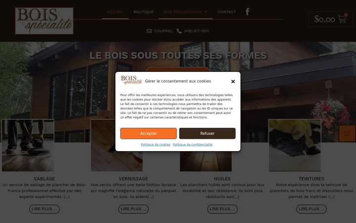 Screenshot ta' boisspecialite.com