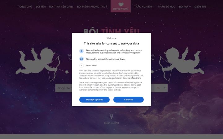 Screenshot of boitinhyeu.vn