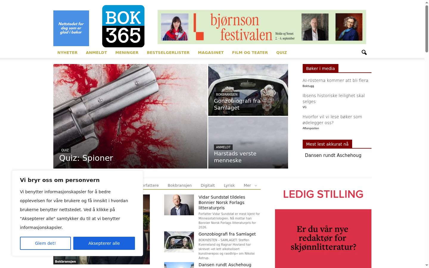 Skärmbild av samtyckesbannern som visades före någon interaktion