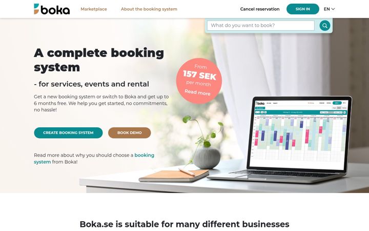 Screenshot of boka.se