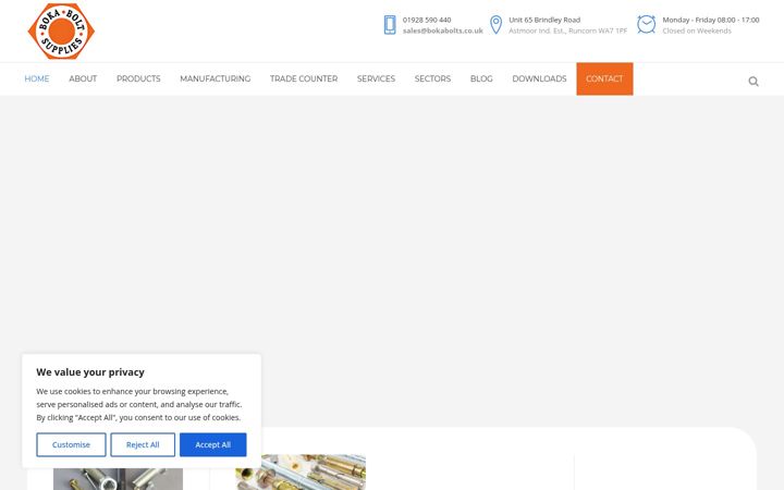 Screenshot of bokabolts.co.uk