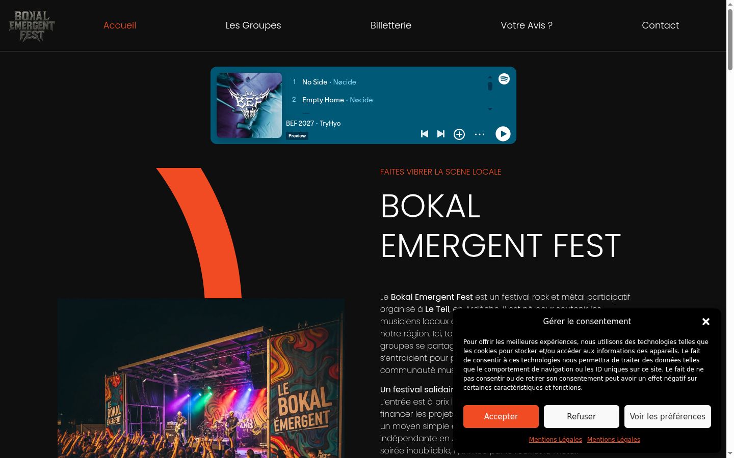 Screenshot of the consent banner shown before any interaction