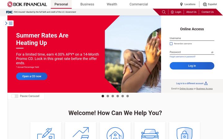 Screenshot of bokfinancial.com
