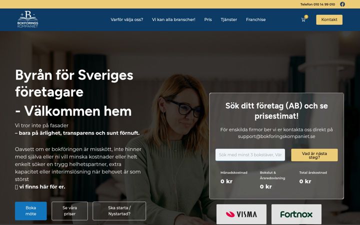 Captura de ecrã de bokforingskompaniet.se