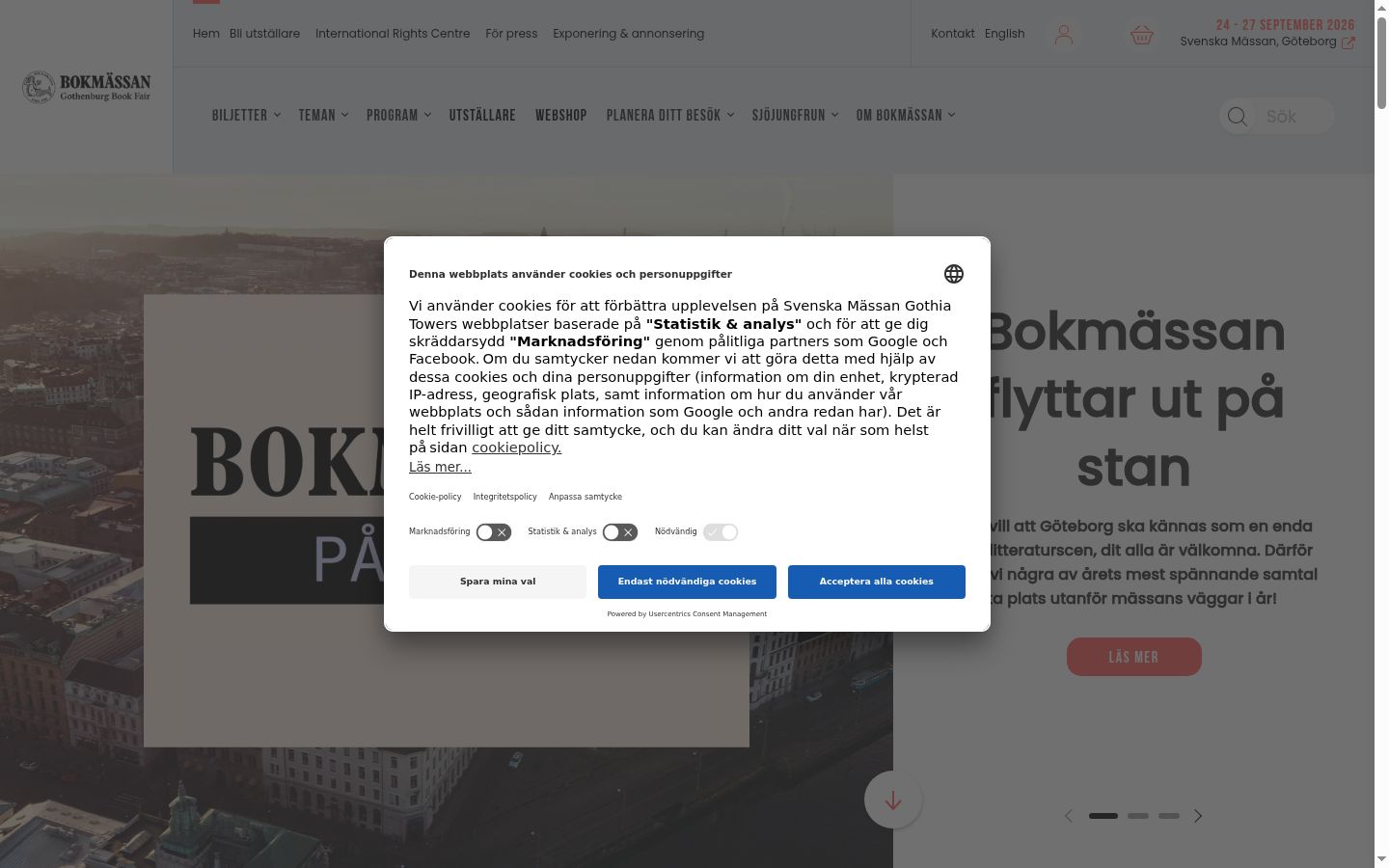 Skjermbilde av samtykkebanneret slik det vises før noen interaksjon