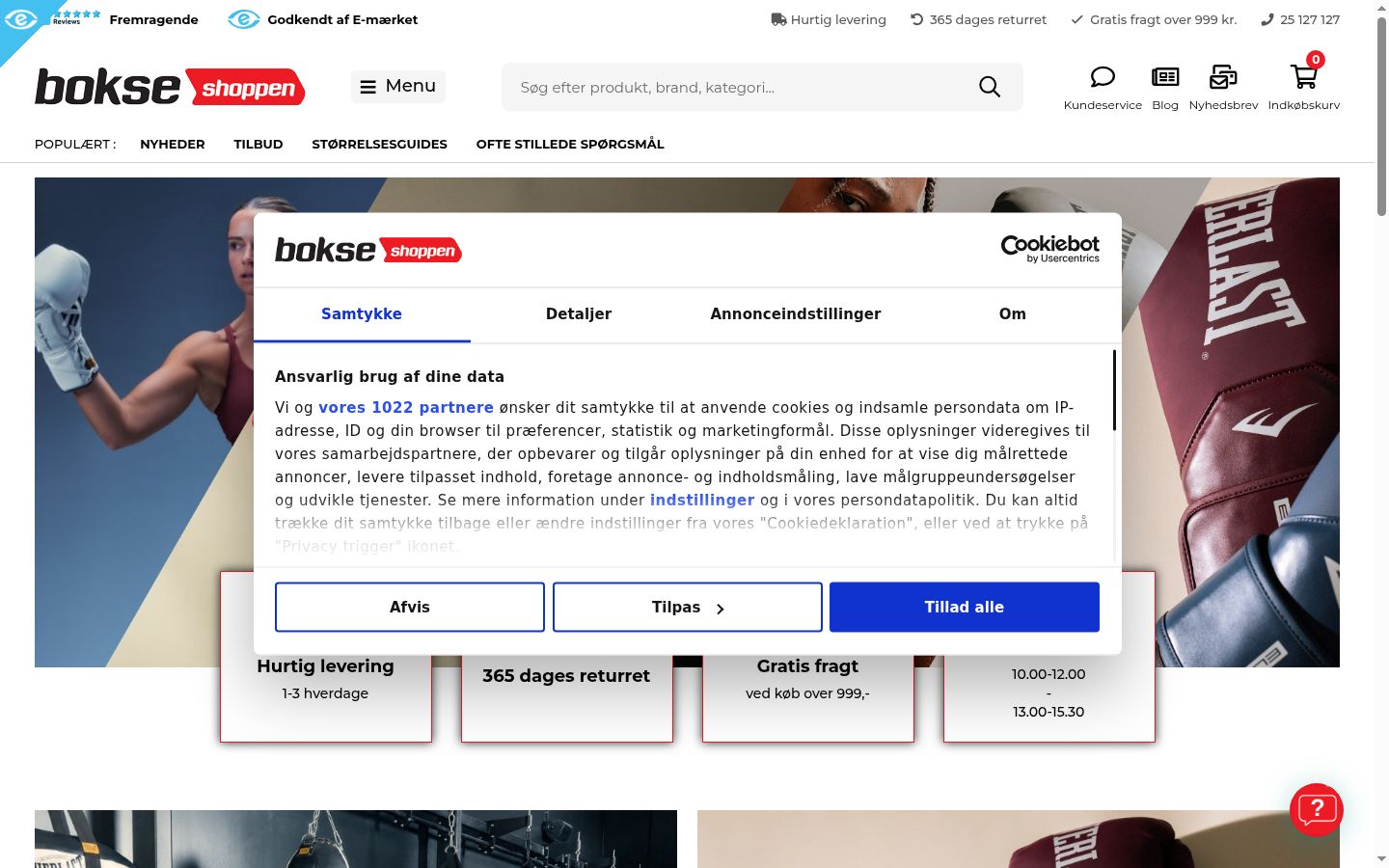 Screenshot van de toestemmingsbanner zoals getoond vóór enige interactie