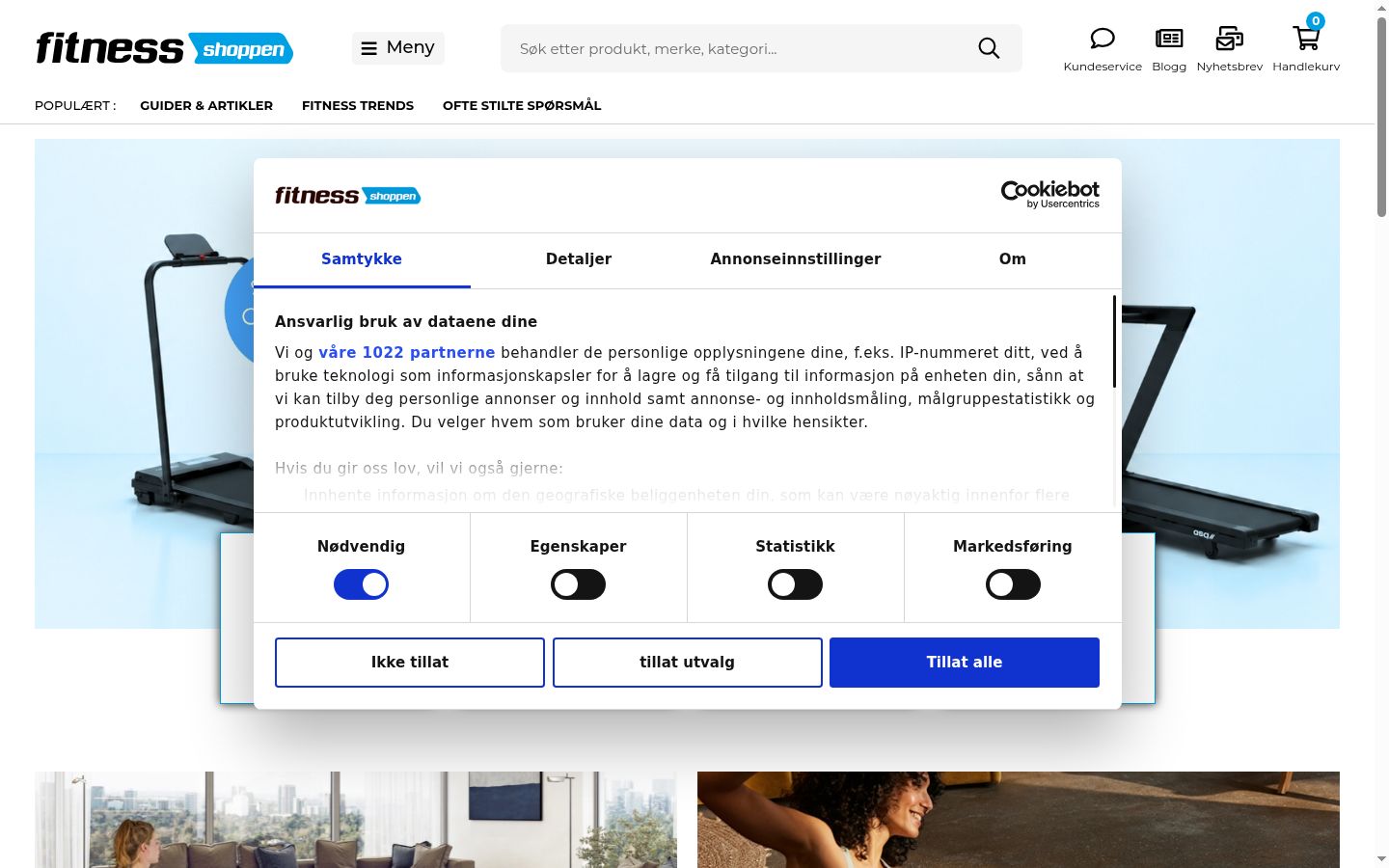 Screenshot del banner di consenso mostrato prima di qualsiasi interazione