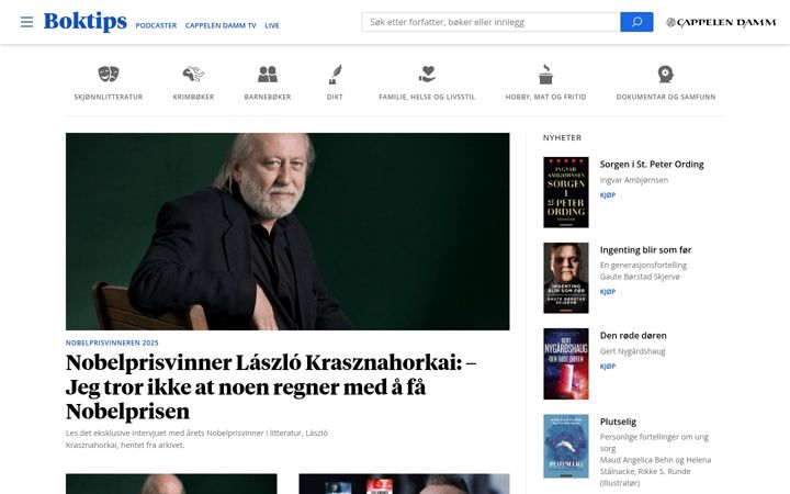 Captura de pantalla de boktips.no