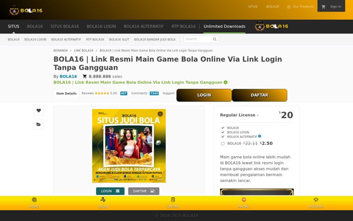 Screenshot of bola16.life