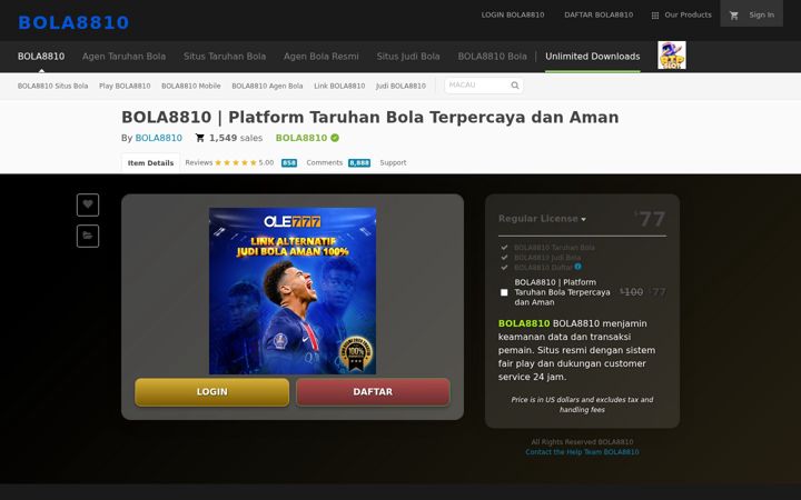 Screenshot of bola8810.com