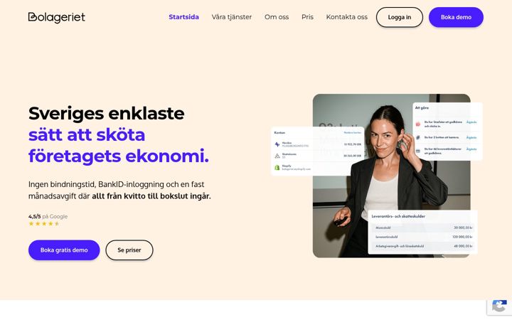 Screenshot ta' bolageriet.se