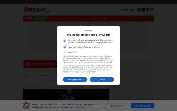 Snímek obrazovky bolasport.com