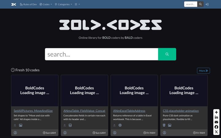 Screenshot of bold.codes
