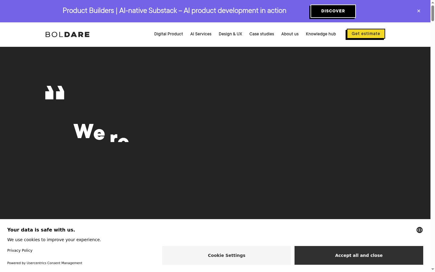 Screenshot of the consent banner shown before any interaction