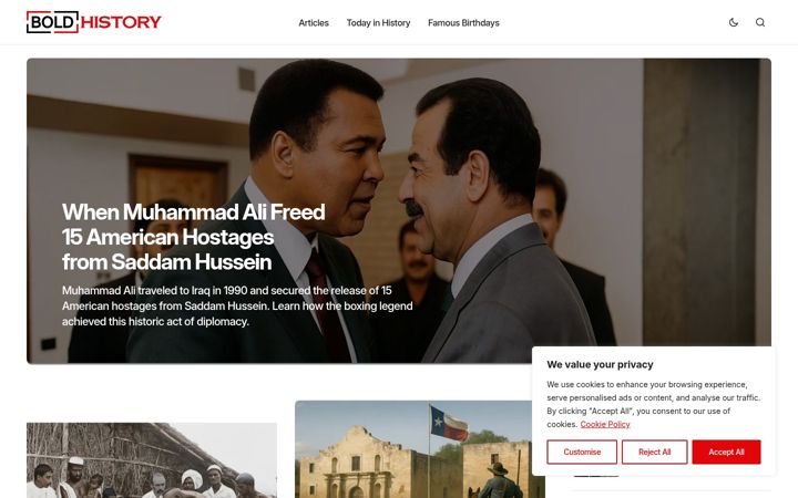 Screenshot of boldhistory.com