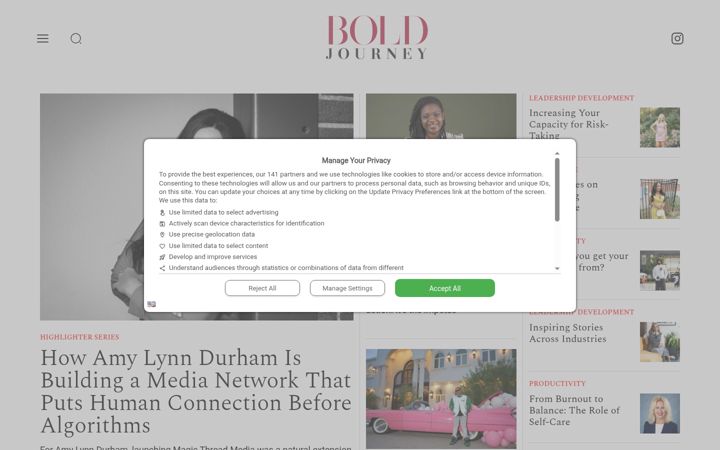 Screenshot of boldjourney.com
