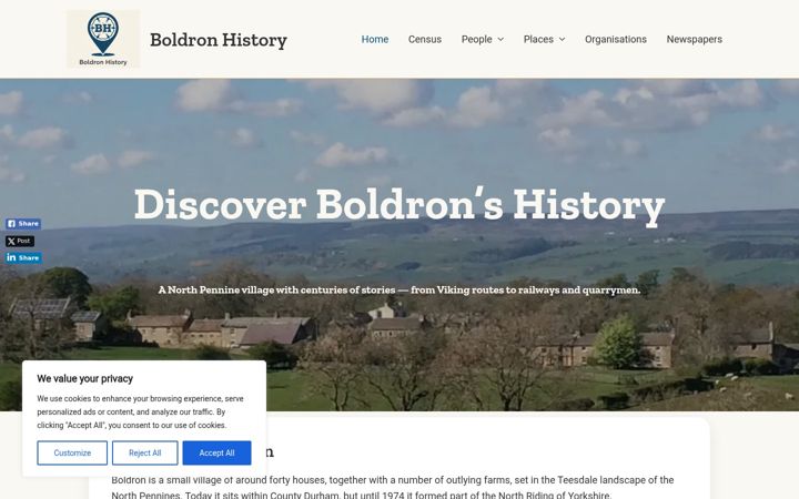 Screenshot of boldron-history.co.uk