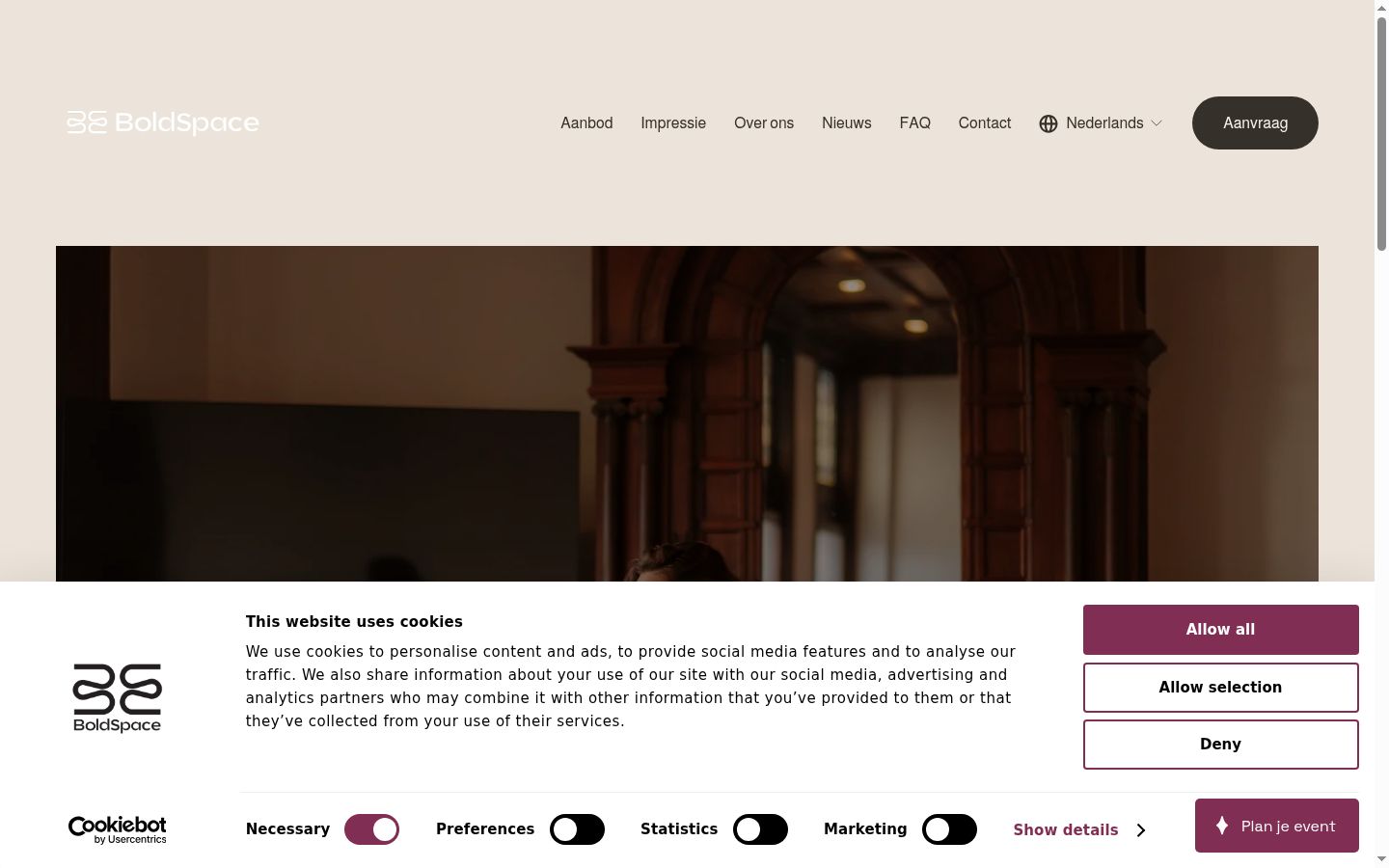 Screenshot van de toestemmingsbanner zoals getoond vóór enige interactie