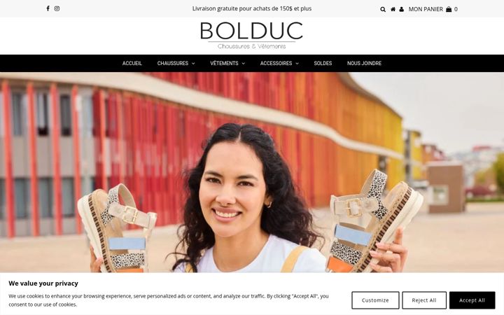 Screenshot of bolducchaussures.com