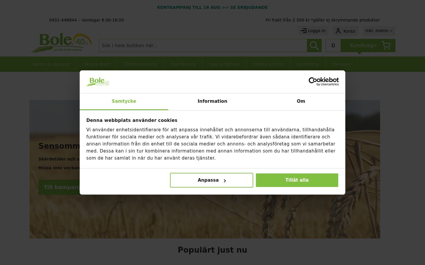 Screenshot of the consent banner shown before any interaction