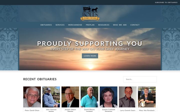 Screenshot of bolesfuneralhome.com