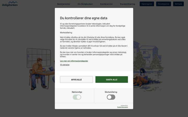 Screenshot von boligbanken.no