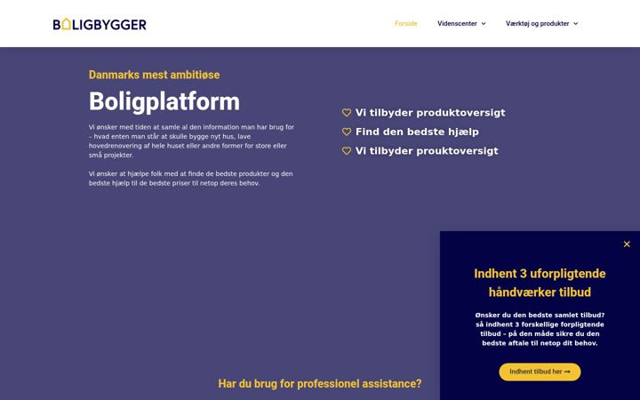 Screenshot von boligbygger.dk