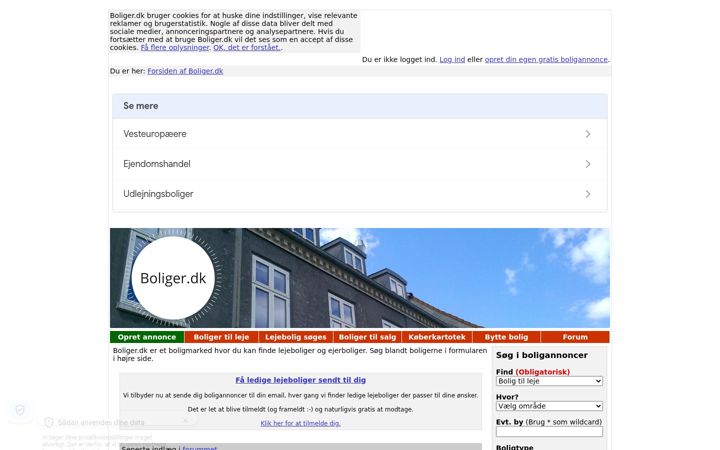 Screenshot of boliger.dk