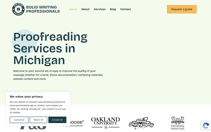 Screenshot ta' boliowritingprofessionals.com