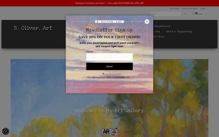 Screenshot of boliverart.com