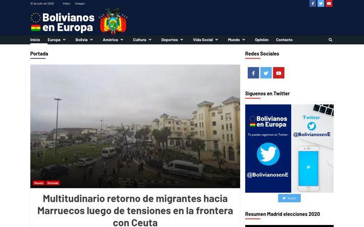 Screenshot of bolivianoseneuropa.com