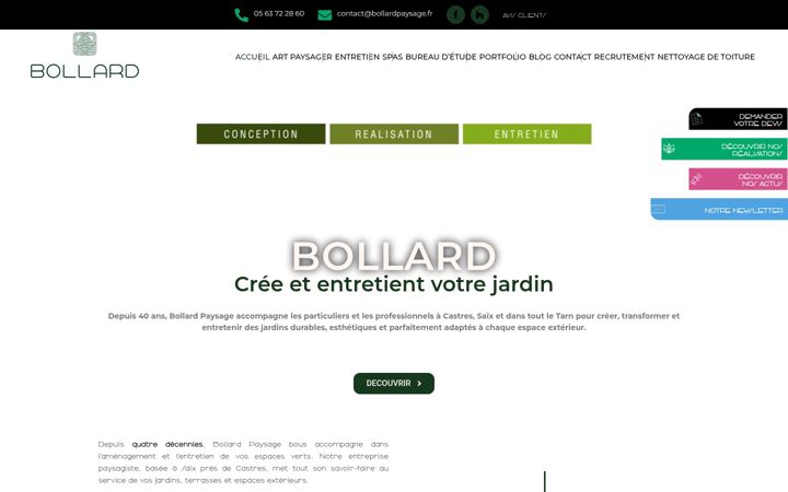 Ekraanipilt saidist bollardpaysage.fr